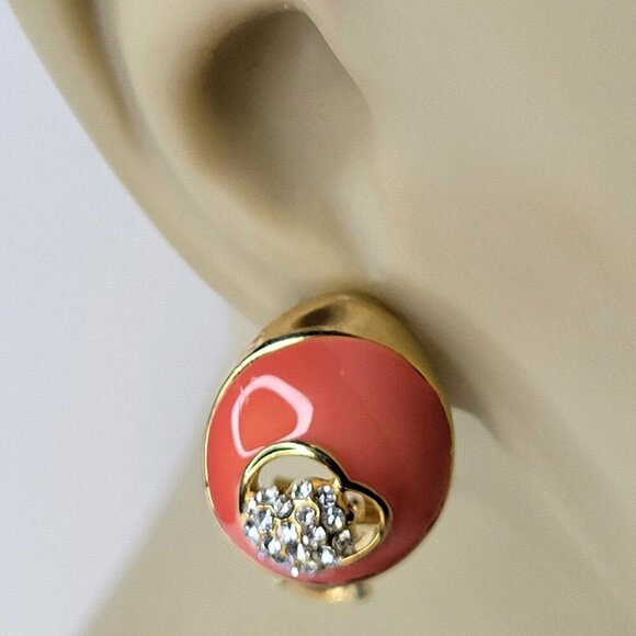 Coral Enamelled Earrings Small Earrings - Picture 2 of 8